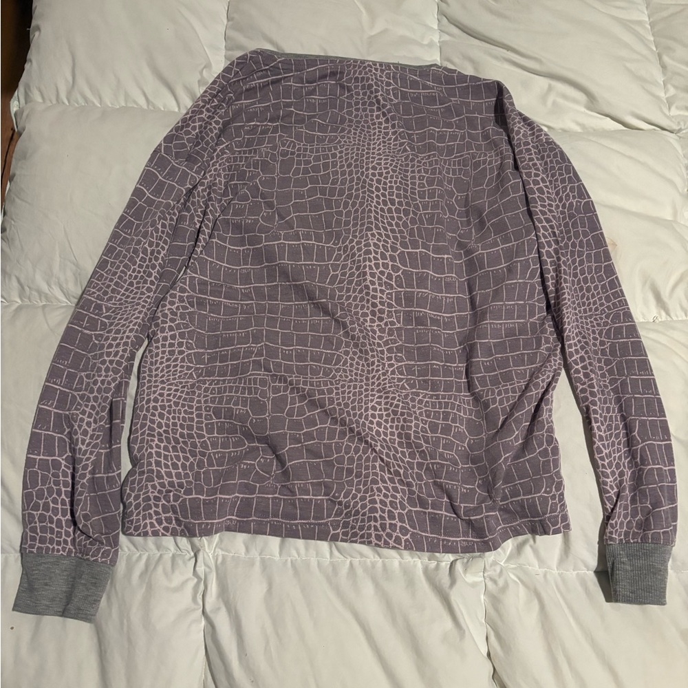 Purple Crocodile Print Long Sleeve Shirt